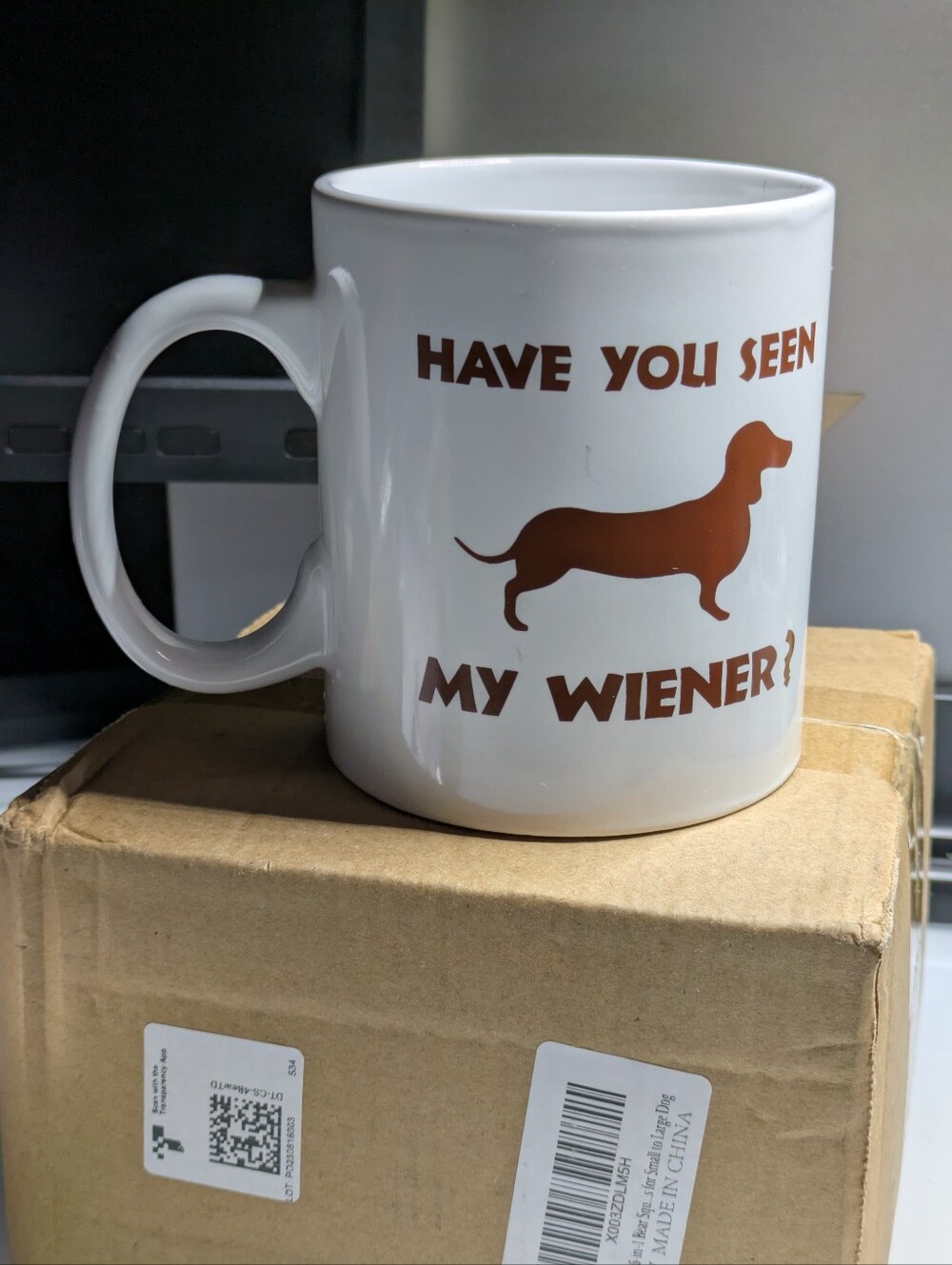 Giant Dachshund Wiener Dog Novelty Jumbo Coffee Mug 22 oz White Ceramic
